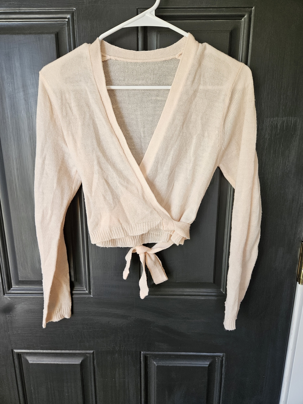 Revolution Pale Pink Wrap Tie Crop Sweater